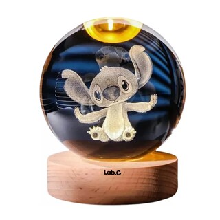 Foto 1 | Lámpara Mesa Led Bola Cristal Elegancia Stitch Lab.g Transparente Con Azul