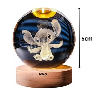 Foto 2 | Lámpara Mesa Led Bola Cristal Elegancia Stitch Lab.g Transparente Con Azul