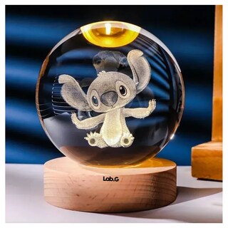 Foto 3 | Lámpara Mesa Led Bola Cristal Elegancia Stitch Lab.g Transparente Con Azul