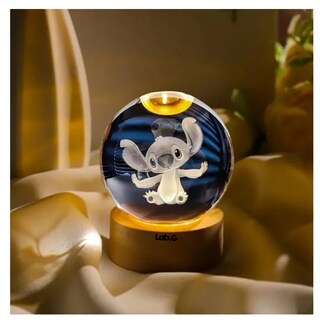 Foto 5 | Lámpara Mesa Led Bola Cristal Elegancia Stitch Lab.g Transparente Con Azul