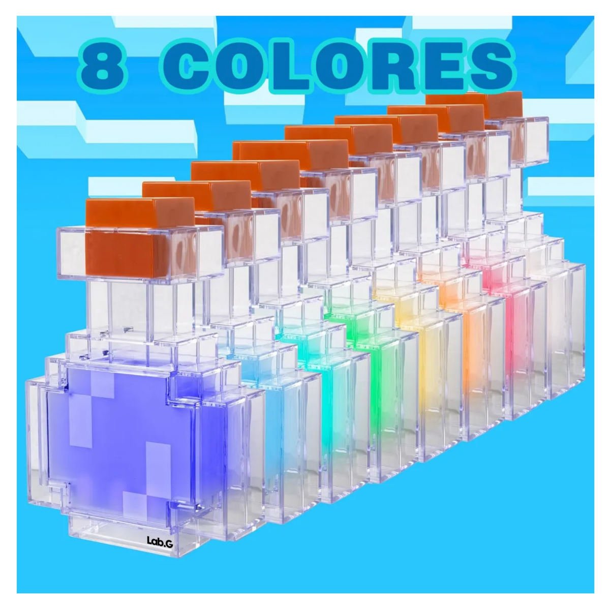 Foto 6 pulgar | Botella Decorativa Minecraft Con Luz Nocturna Led Decolorada Lab.g  Transparente