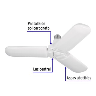 Foto 2 | Lámpara Led Volteck LED-250V color Blanco 24w Tipo Ventilador 3 Aspas Ajustables
