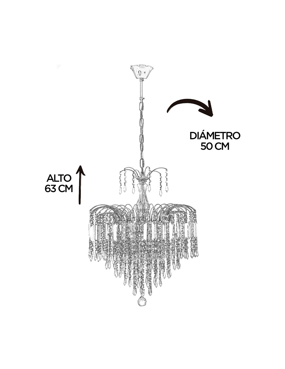 Foto 5 | Candil Colgante Gamalux Europa Milan Cristal Hq K9 De 6 Luces