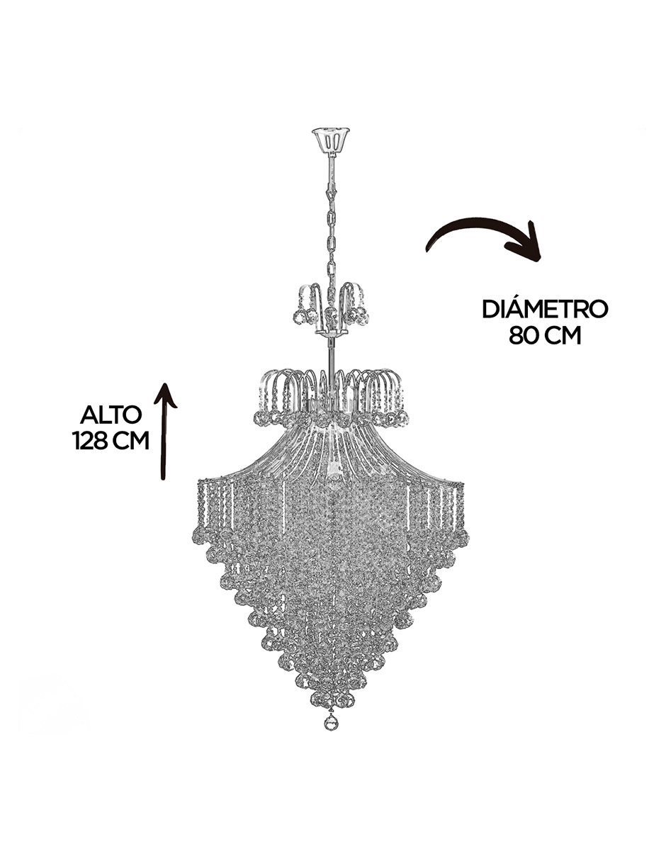 Foto 5 | Candil Colgante Gamalux Europa Venecia Cristal Hq K9 De 10 Luces