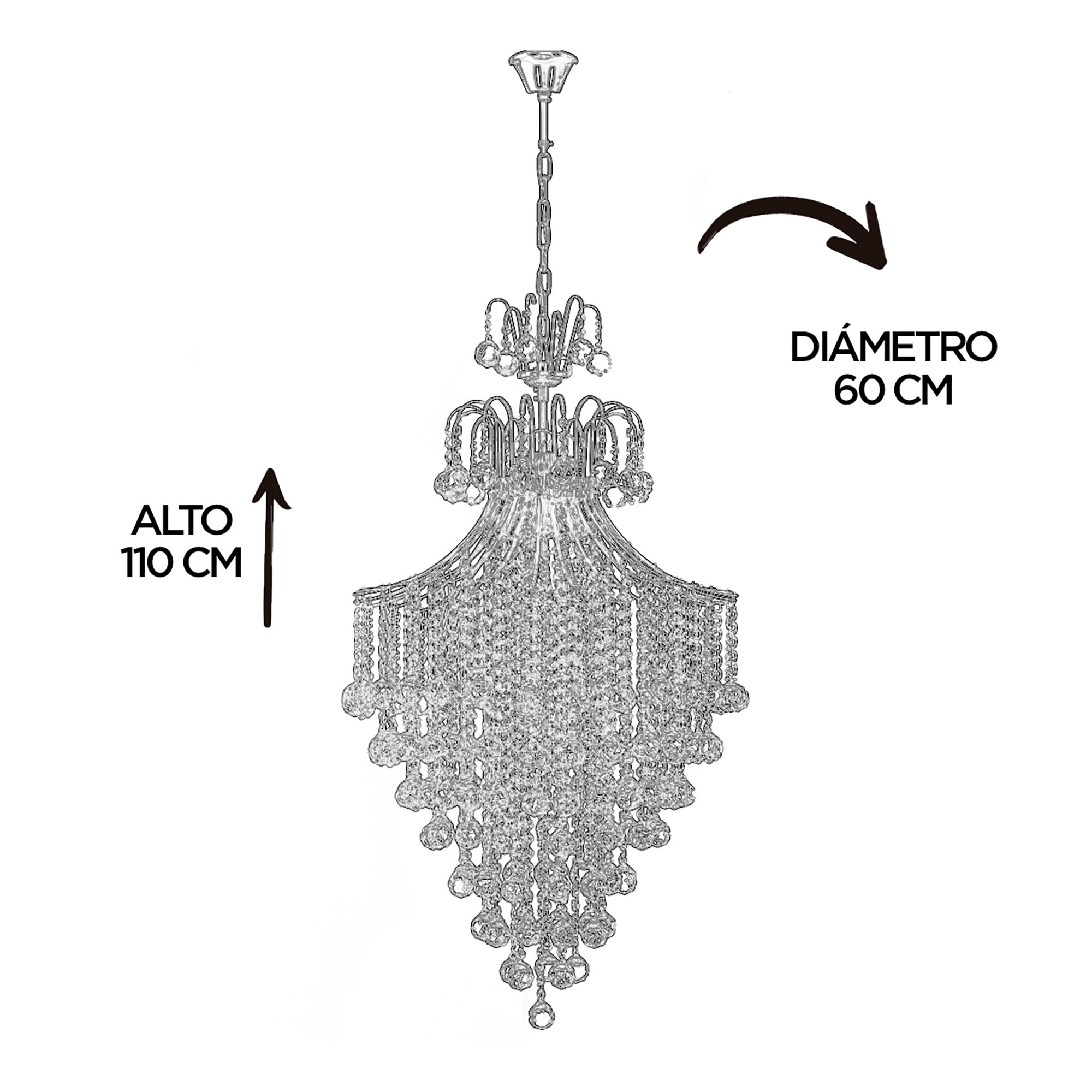 Foto 5 | Candil Gamalux PA-62-CH Plata Europa Venecia de 8 Luces