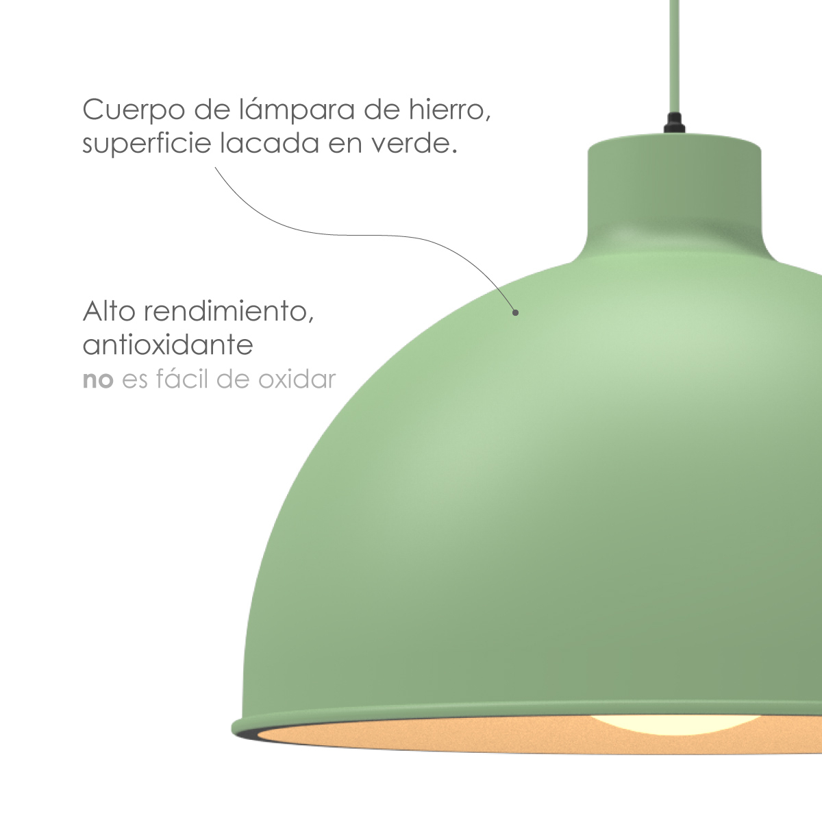 Foto 4 | Lámpara Colgante Iliosinnova color Verde Semiesférica