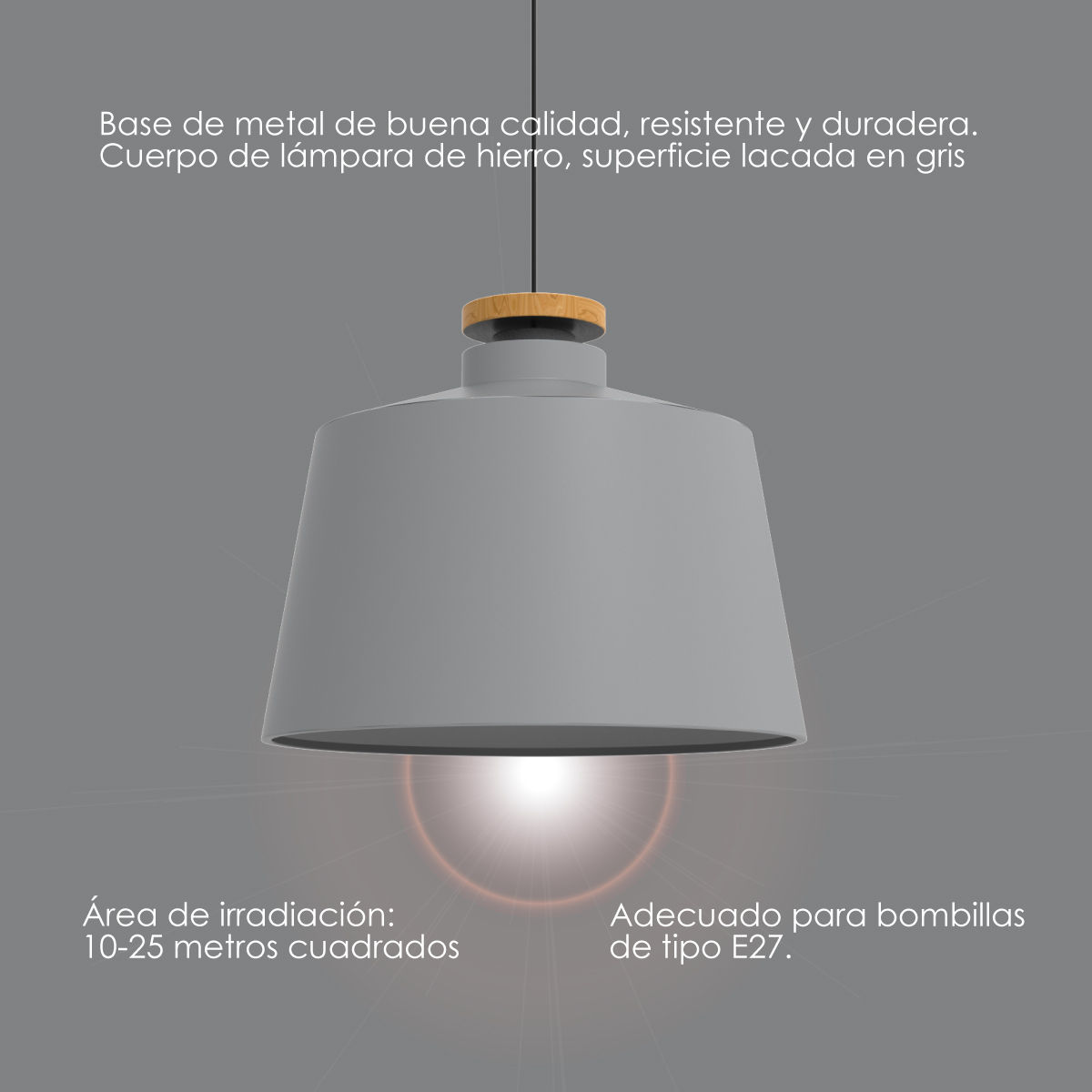 Foto 6 pulgar | Lámpara Colgante Ilios Innova 125g Gris