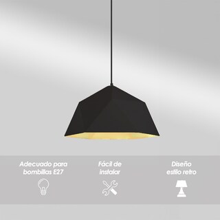 Foto 3 | Lámpara de Techo Colgante Poligonal Ilios Innova de Hierro Lacada color Negro