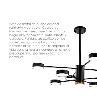 Foto 4 | Lámpara Colgante Ilios Innova 2266 8 1 Color Negro