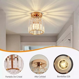 Foto 3 | Lámpara De Techo Circular Colgante De Cristal Eo Safe Imports Esi-10259 Dorado