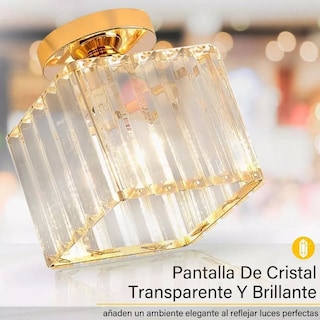 Foto 4 | Lámpara De Techo Cuadrado Colgante De Cristal Eo Safe Imports Esi-10260 Dorado