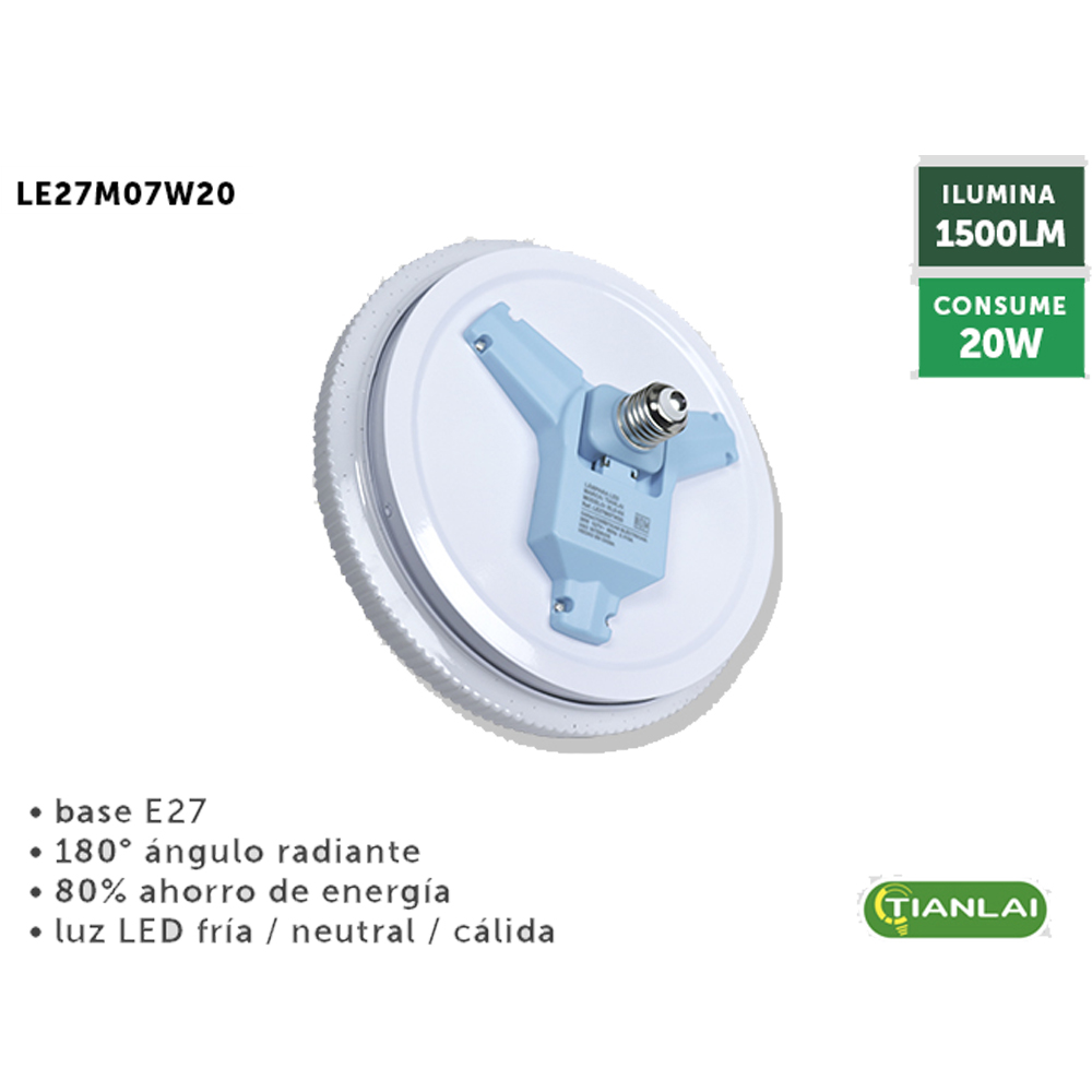 Foto 4 pulgar | Lámpara De Techo Led 20 Watts 3 Tonos De Luz