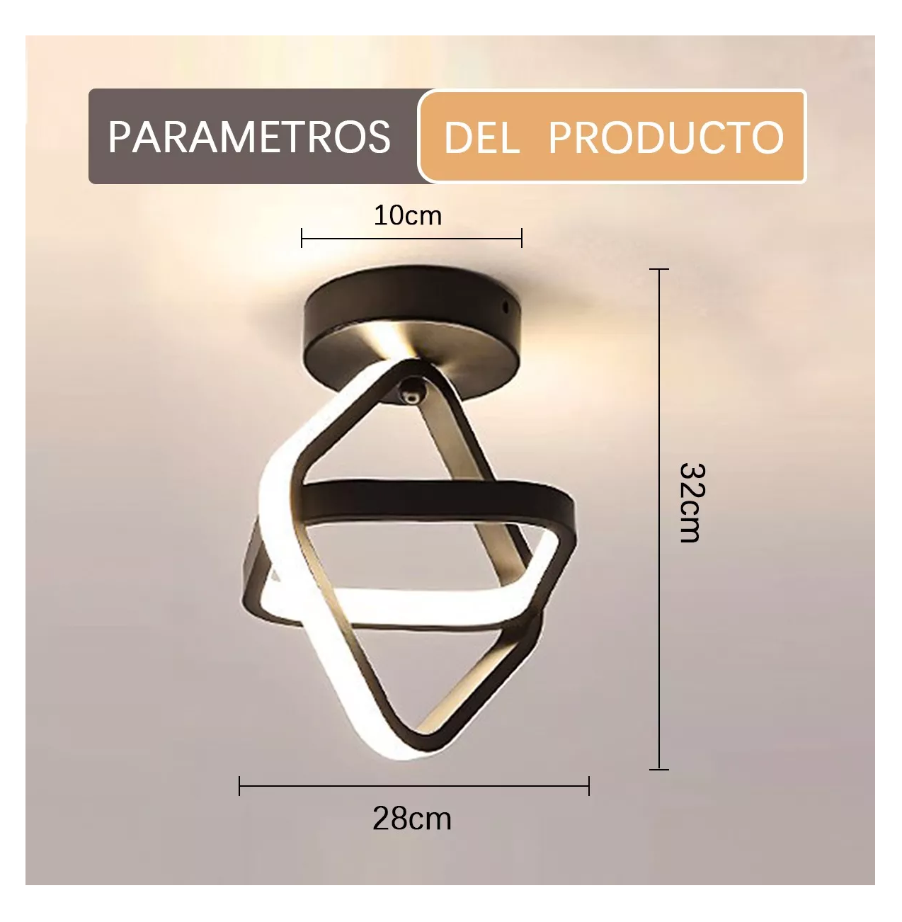 Foto 4 pulgar | Lámpara de Techo Moderna Minimalismo Colgante 3 Modos Led 20w Negro