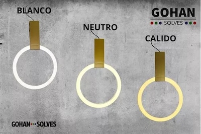 Foto 2 | Lampara Colgante Aro Circular, 3 Tiempos, Luz Moderno, Alto Diseño, Cuerda Ajustable