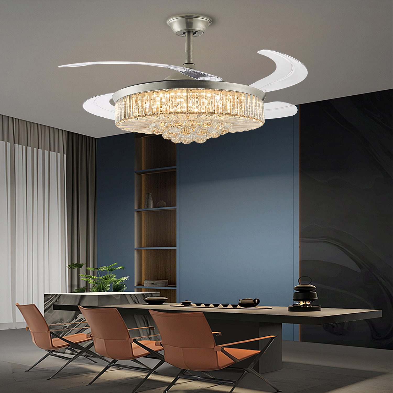 Foto 6 | Lámpara Ventilador de Techo Led Luxica Lighting Royale Cromo