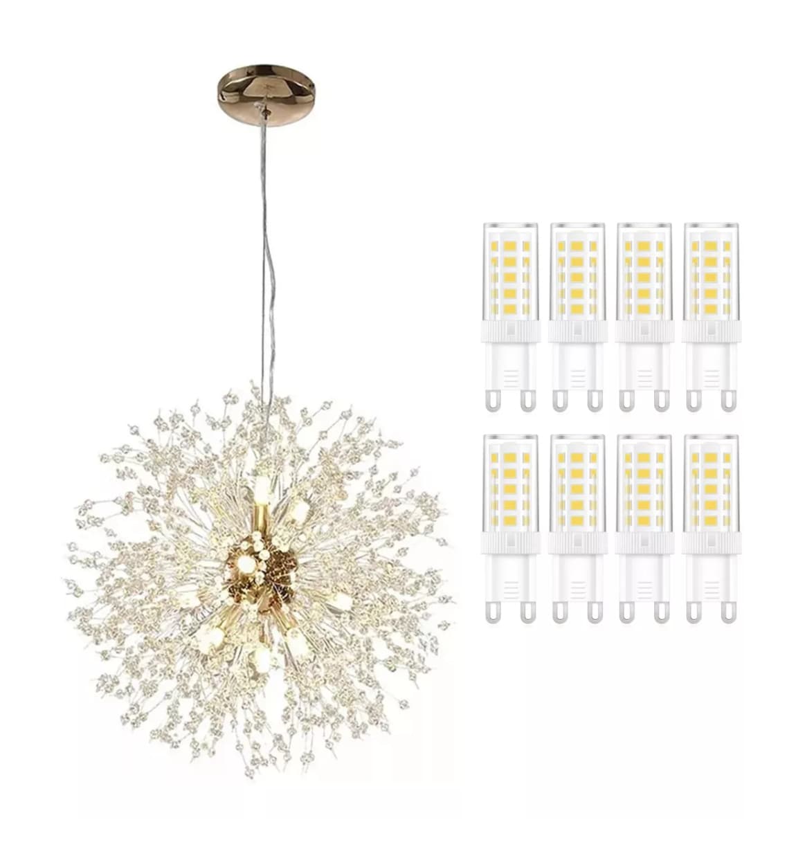 Araña de Cristal Belug con Forma de Diente de León +8 Bombillas Led-G9 Tricolor $1,759