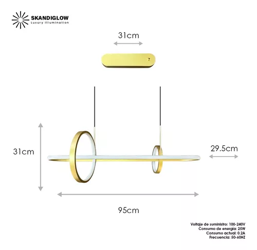 Foto 3 pulgar | Lámpara Colgante Dorada Circular Moderna Led Ajustable