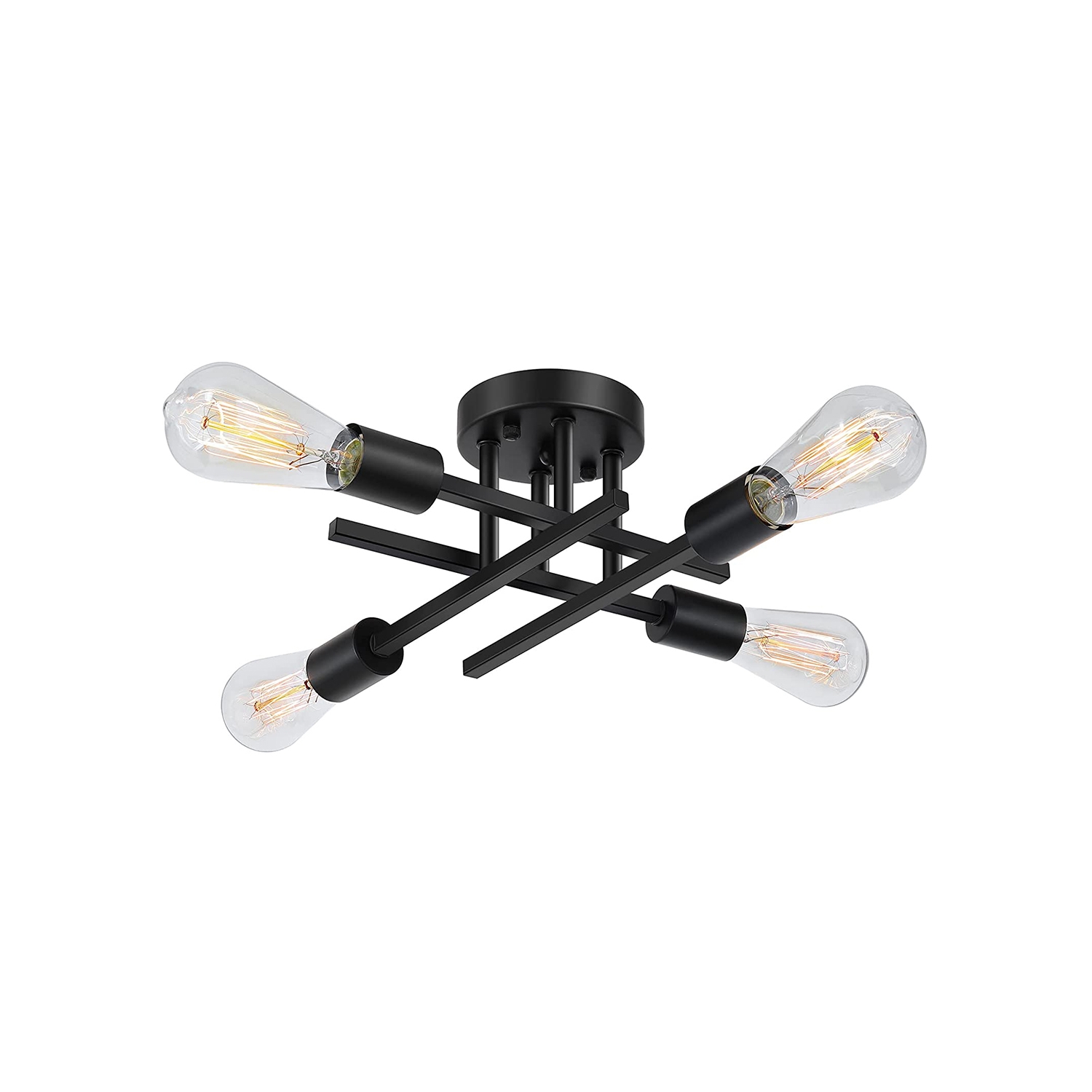 Foto 2 pulgar | Lámpara de Techo Moderna de Metal con 4 Bombillas Led E27 Negro - Venta Internacional