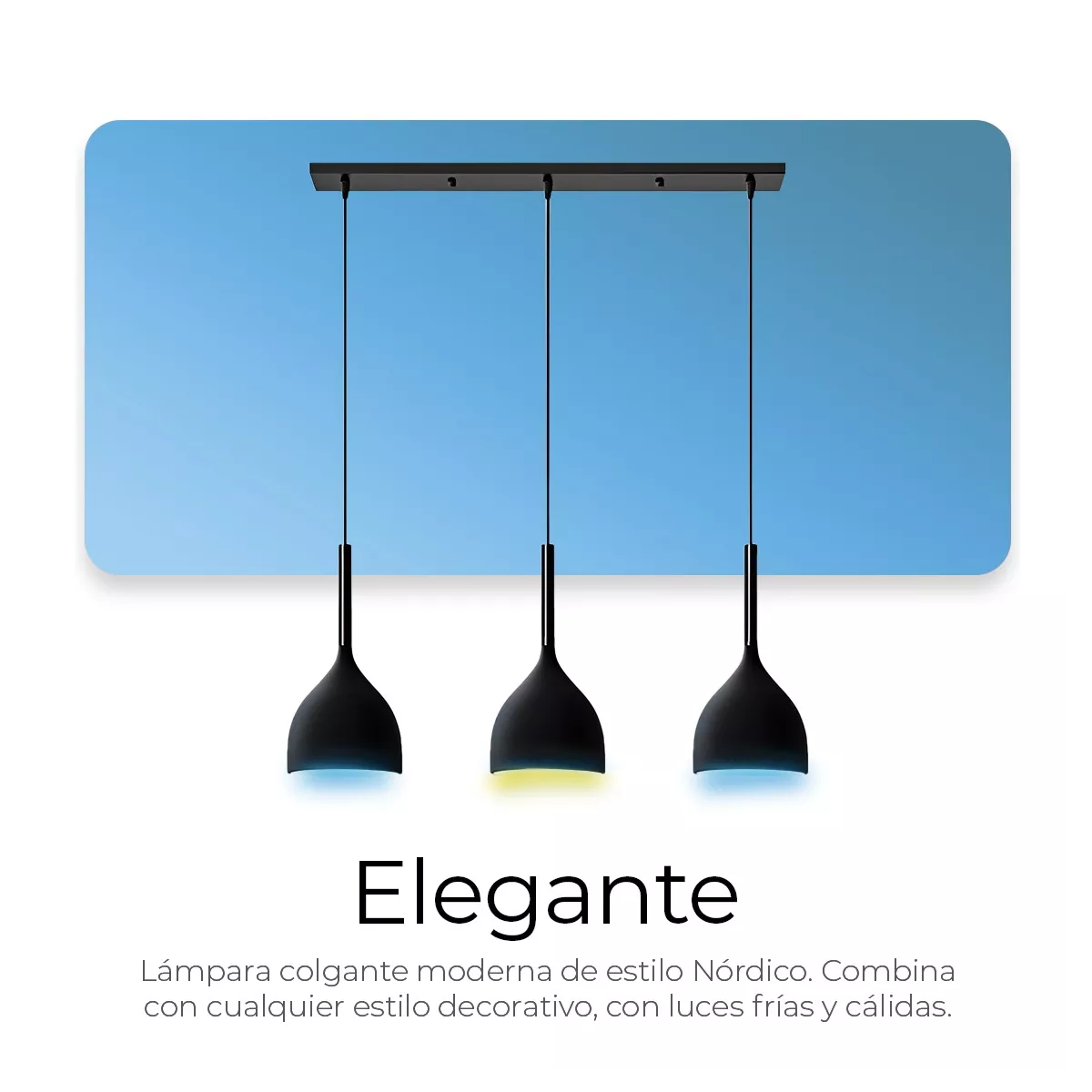 Foto 4 pulgar | Lámpara Colgante Moderna Belug Candelabro 3 Luces Ajustable Negro