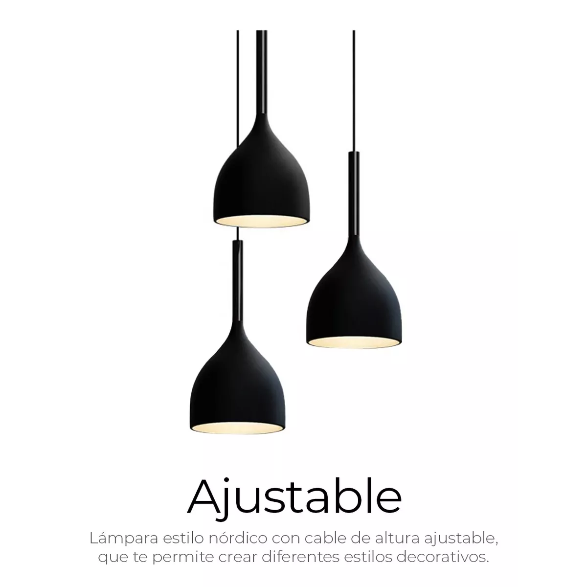 Foto 5 pulgar | Lámpara Colgante Moderna Belug Candelabro 3 Luces Ajustable Negro