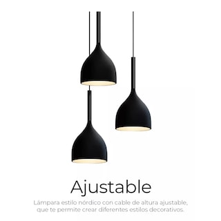 Foto 4 | Lámpara Colgante Moderna Belug Candelabro 3 Luces Ajustable Negro