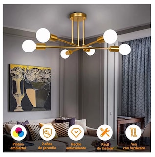 Foto 3 | Lámpara de Techo Colgante Belug Decorativa 6 Luces