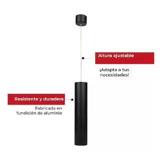 Foto 3 | Lámpara De Techo Colgante Decorativa Moderna Altura Ajustable Negra