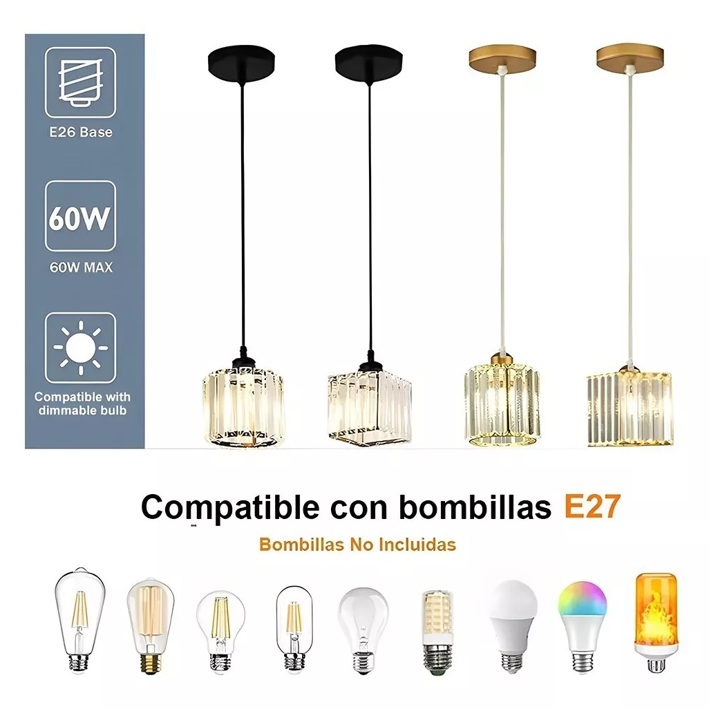 Foto 4 | Lámpara Colgante Lámpara de Techo Cristal Moderna Decorativa