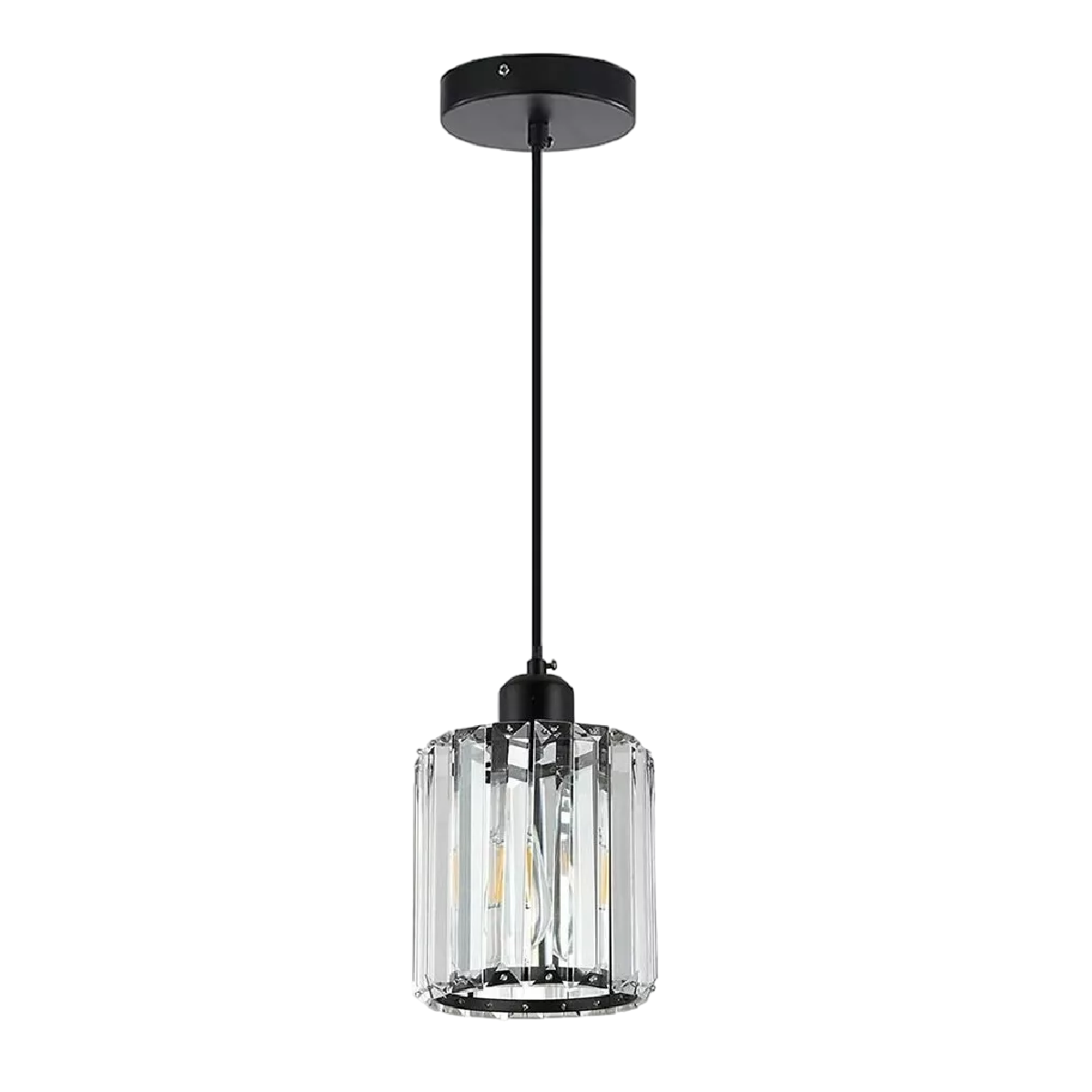 Lámpara Colgante de Techo Cristal Moderna Decorativa Negra 1 pieza Redonda