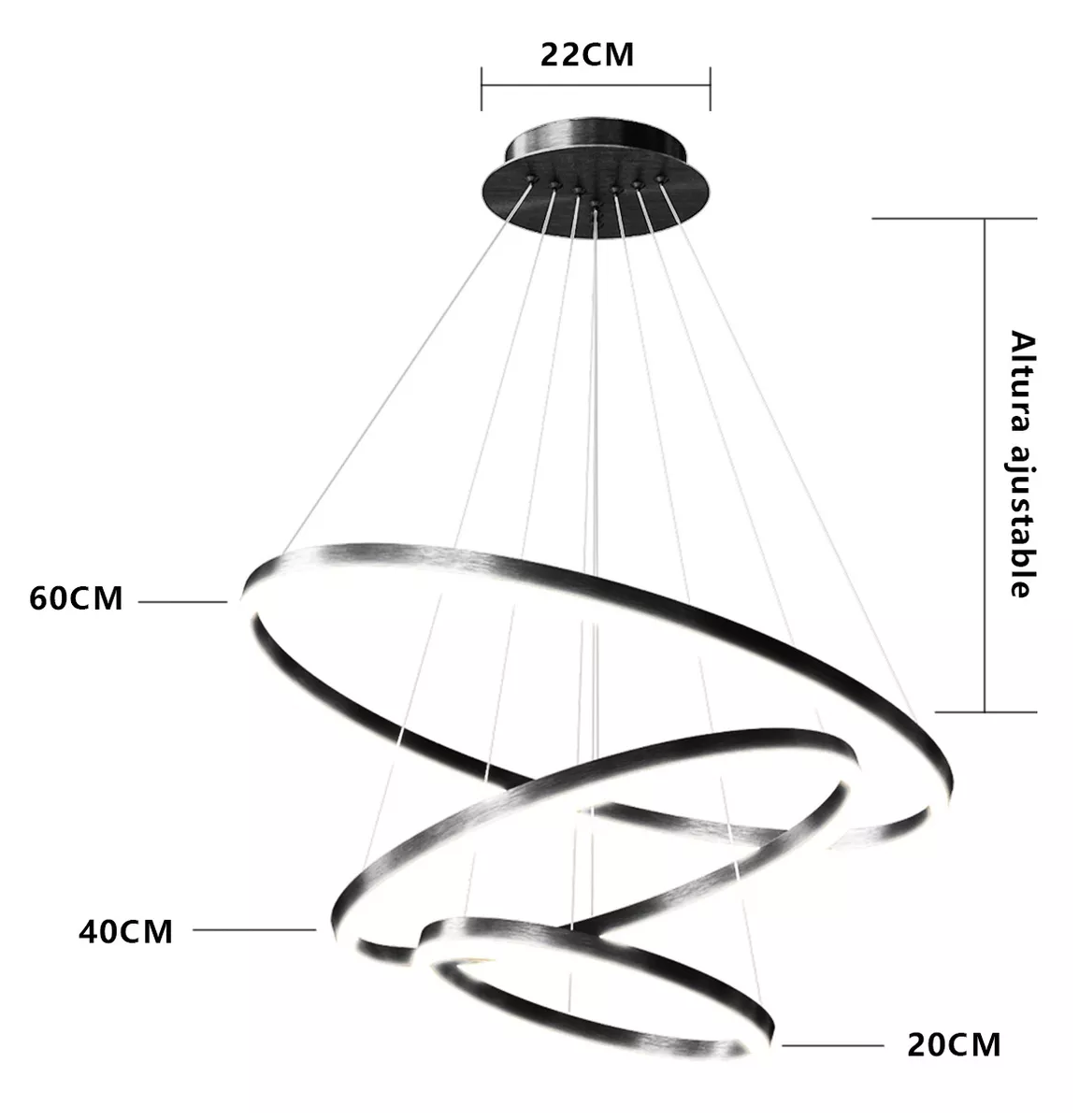 Foto 3 pulgar | Lámpara de Techo LED Ajustable de 3 Anillos Decorativos