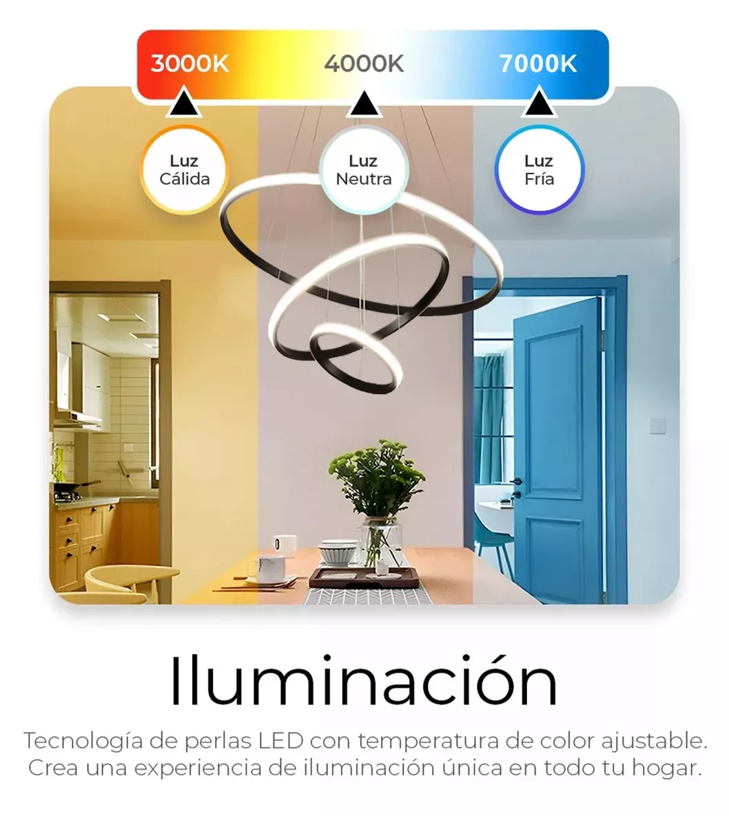 Foto 4 pulgar | Lámpara de Techo LED Ajustable de 3 Anillos Decorativos