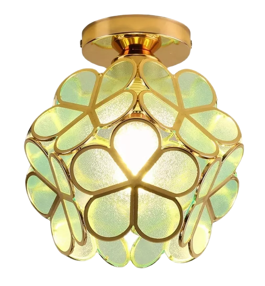 Foto 1 | Lámpara De Techo De Cristal Decoración Lujoso Verde