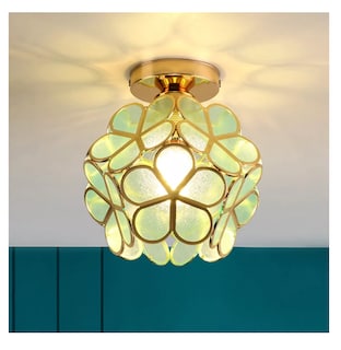 Foto 2 | Lámpara De Techo De Cristal Decoración Lujoso Verde