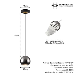 Foto 2 | Lampara Colgante Esferica Techo Decorativa Ajustable Minimalista