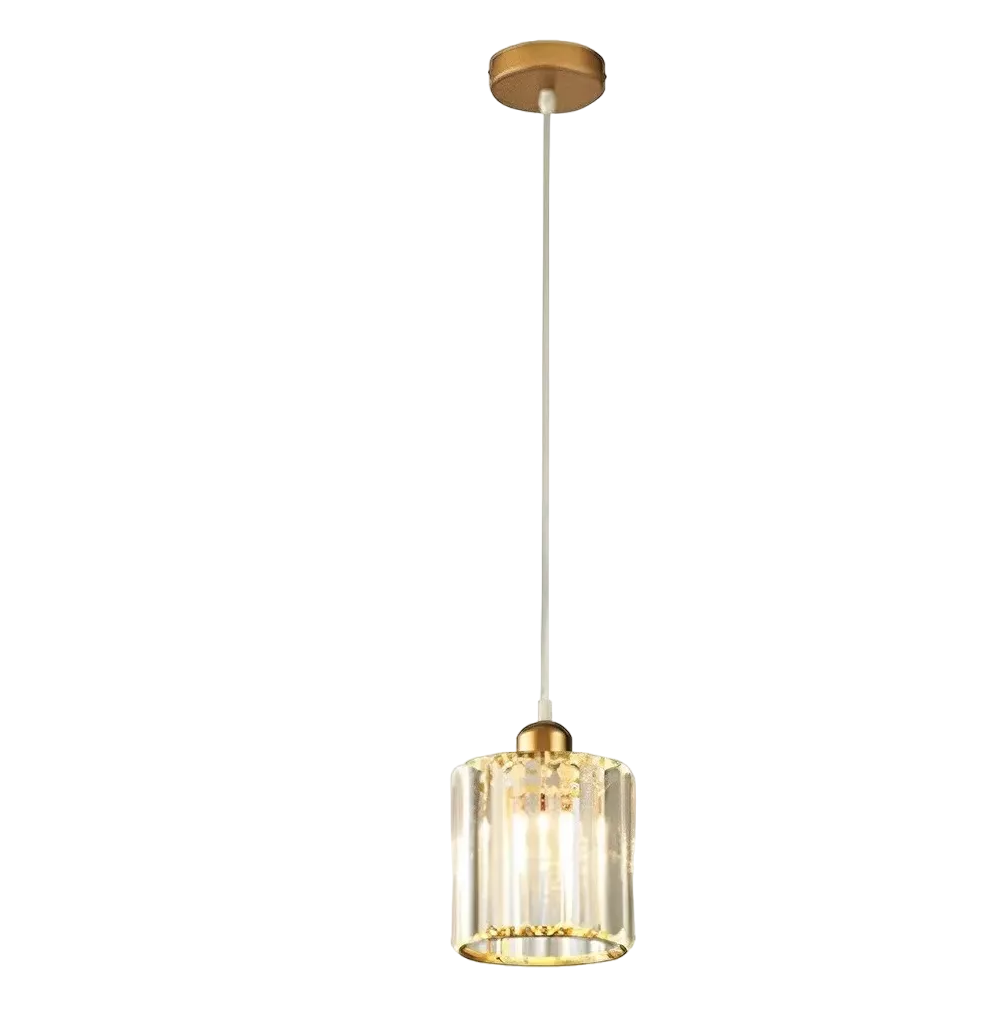 Lámpara Colgante De Techo Cristal Moderna Decorativa Círculo Dorado