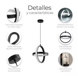 Foto 4 | Lámpara Colgante Candil Circular Eo Safe Imports Esi-15718 Negro