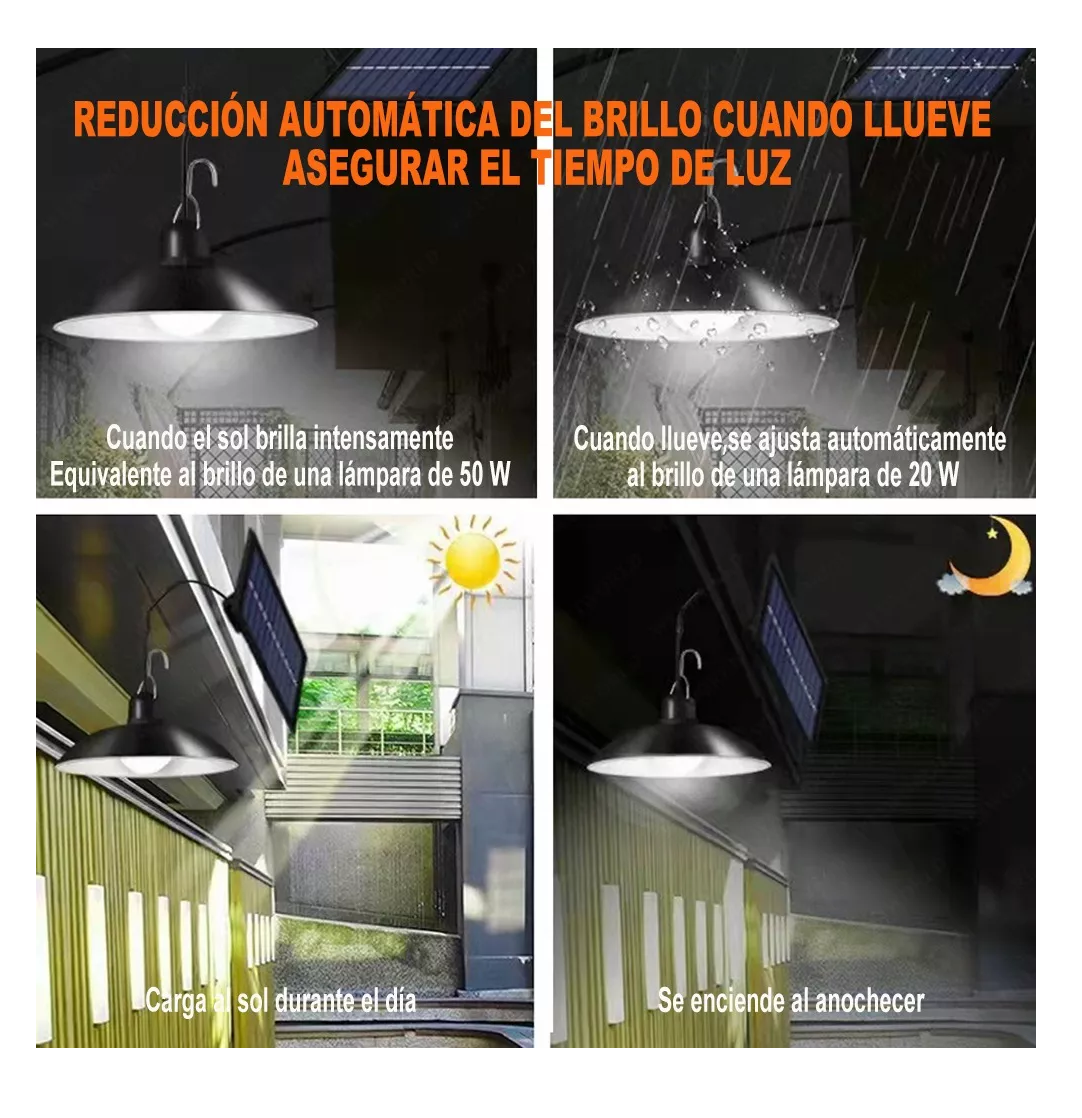 Foto 5 pulgar | Lámpara Solar Interior/Exterior Impermeable