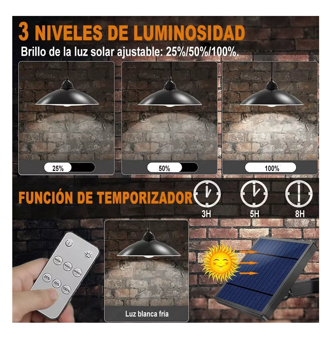 Foto 5 | Lámpara Solar Interior/Exterior Impermeable