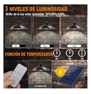 Foto 5 | Lámpara de Luz Solar Interior - Exterior Impermeable