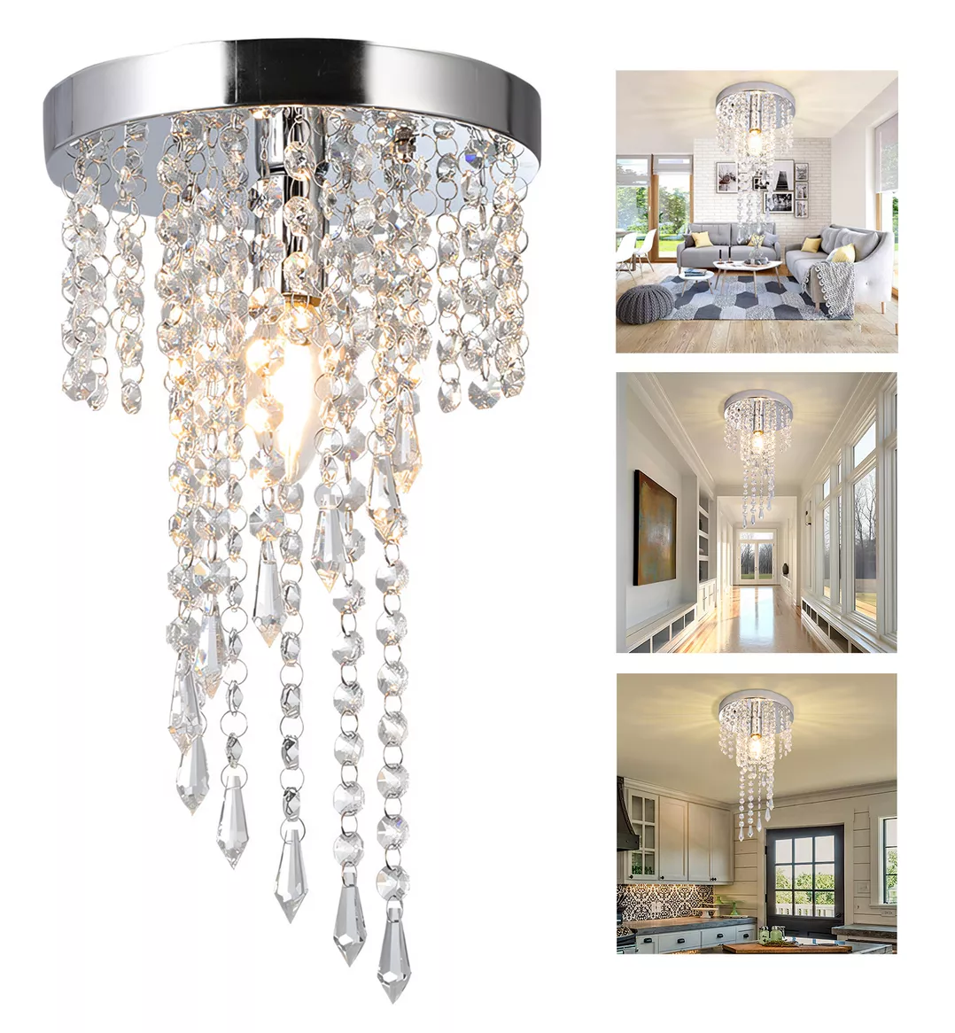 Foto 3 | Lámpara de Techo Colgante Led Moderna Decorativa de Cristal