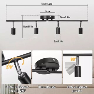 Foto 3 | Lámpara Plafón Led de Techo Eo Safe Imports Esi-16913 Negro