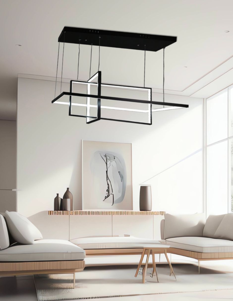Foto 3 | Lampara Colgante Rectangulos Entrelasados Negro