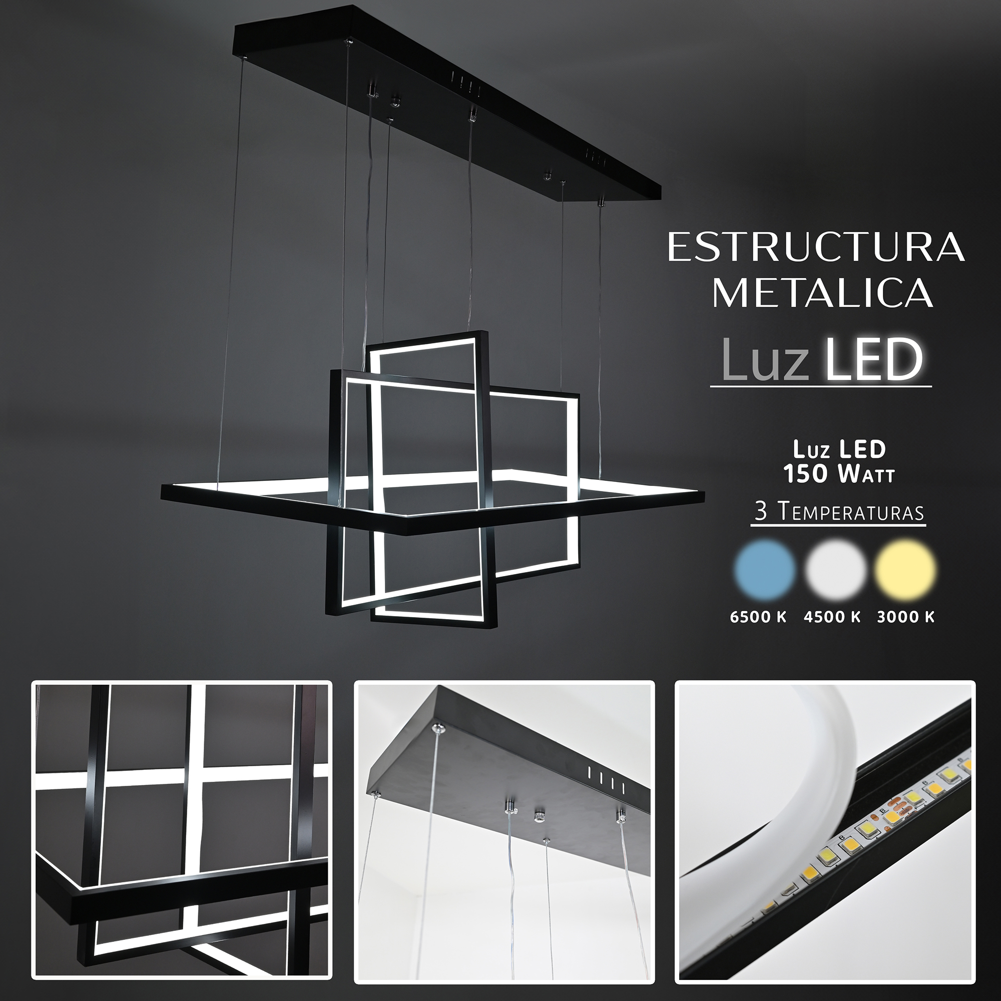 Foto 5 pulgar | Lampara Colgante Rectangulos Entrelasados Negro