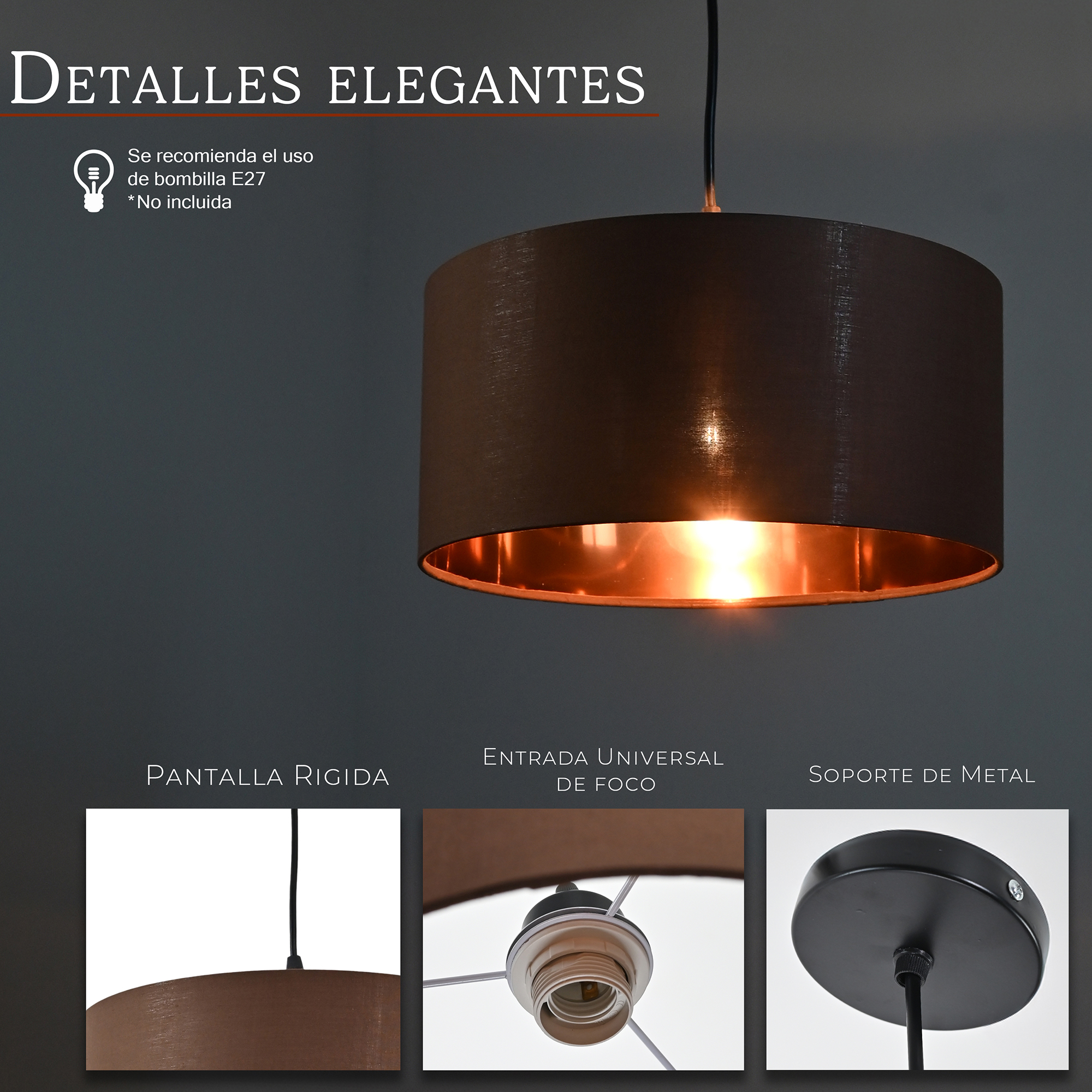 Foto 4 pulgar | Lámpara Colgante Iluminación Luz Vic Deydin Café