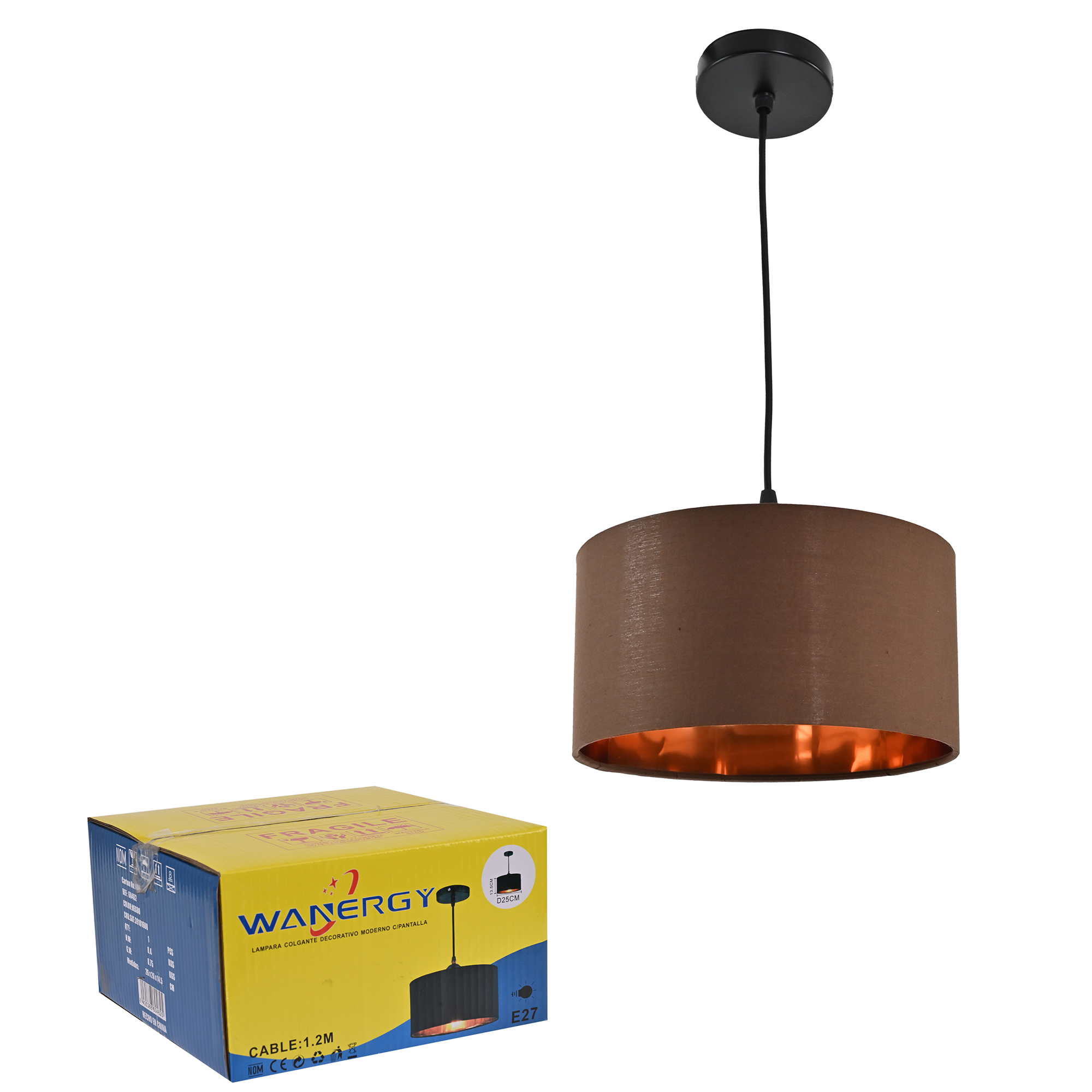 Lámpara Colgante Iluminación Luz Vic Deydin Decorativa Marrón