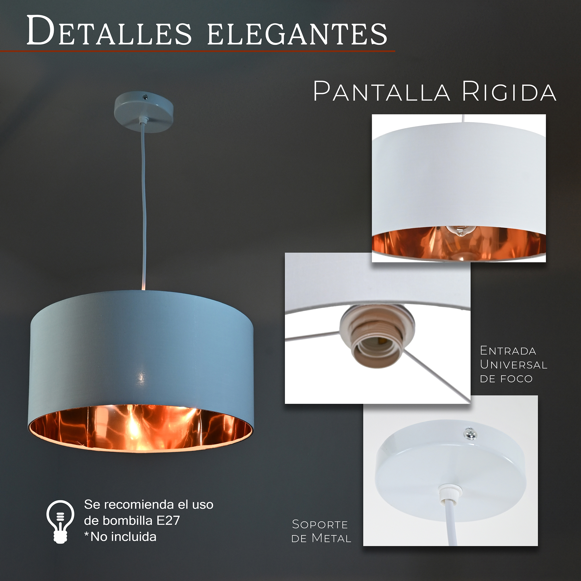 Foto 3 pulgar | Lámpara Colgante Iluminación Luz Vic Decorativa Blanca Deydin