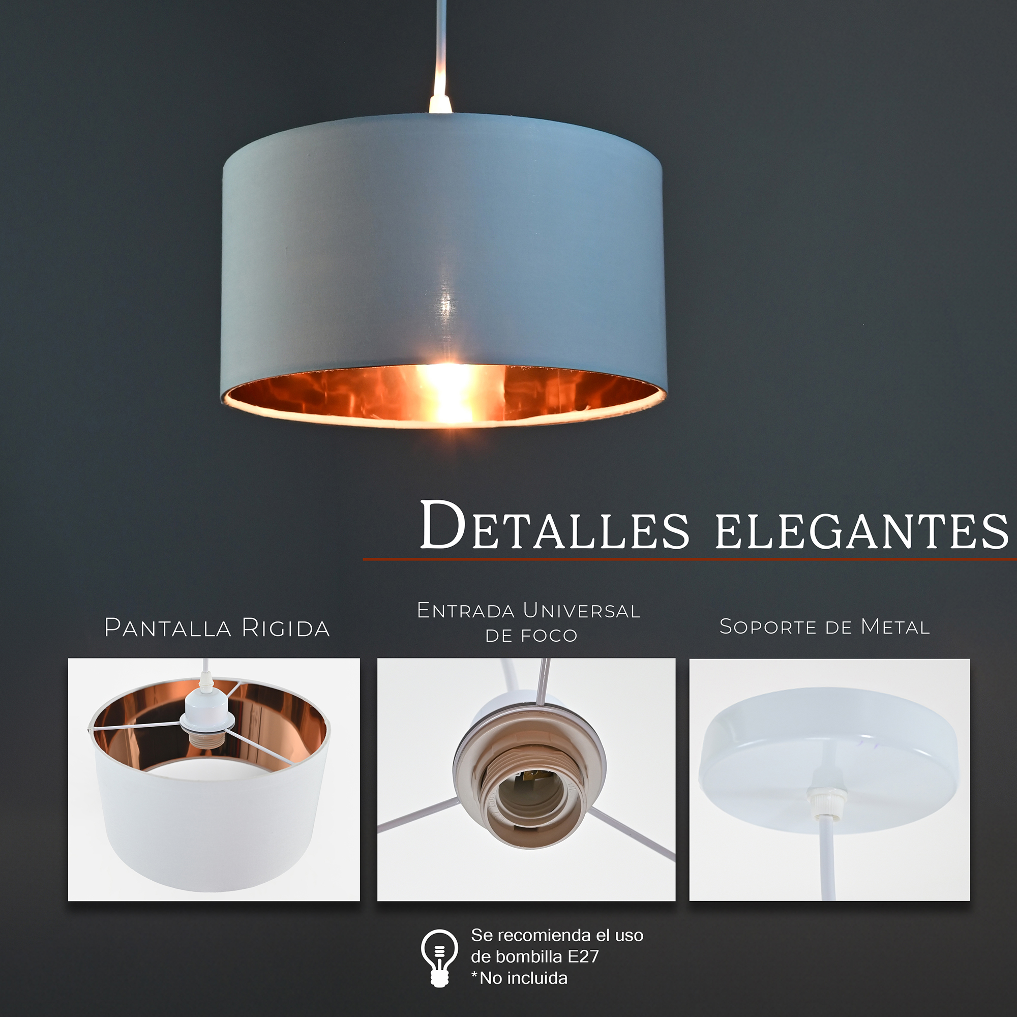 Foto 3 | Lámpara Colgante Iluminación Luz Vic Deydin Blanca