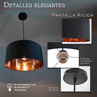 Foto 2 | Lámpara Colgante Decorativa Iluminación Luz Vic Deydin Negra