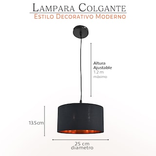 Foto 2 | Lámpara Colgante Iluminación Luz Vic Deydin Decorativa Negra