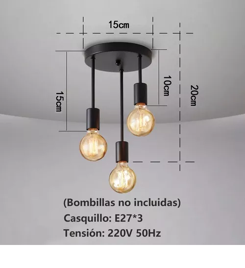 Foto 2 | Lámpara Colgante Recta De 3 Luces Moderna